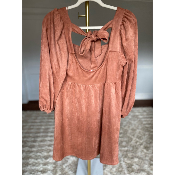 Mini Dress A.Calin by Flying Tomato Cottagecore Puff Sleeve Tie-Back Summer Boho - Picture 5 of 7